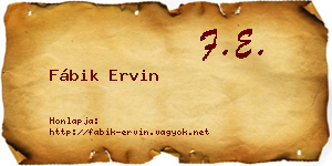 Fábik Ervin névjegykártya